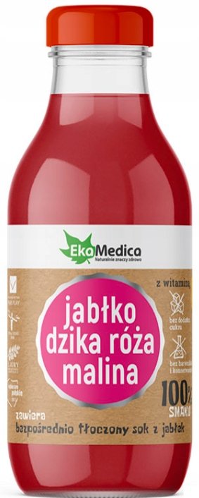 EkaMedica SOK 100% jabłko dzika róża malina 300 ml