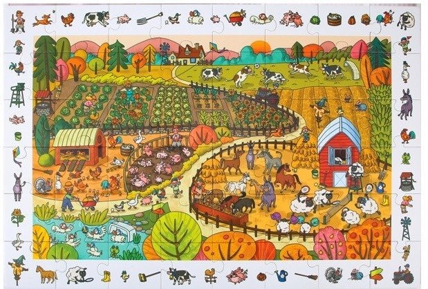 Robotime Drewniane Puzzle + Gra Edukacyjna 48 El.