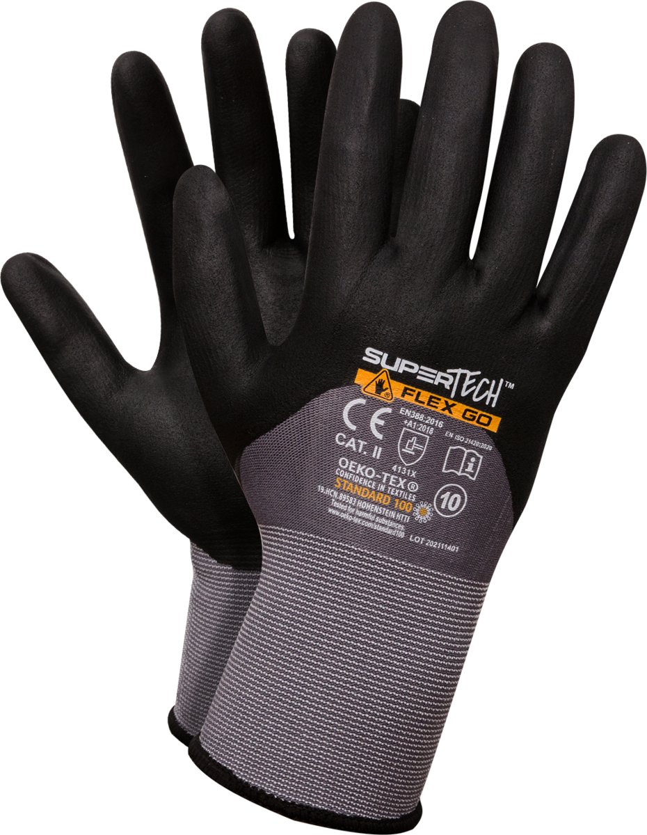 Super Tech Flex Go Rękawice Robocze Powlekane Pianką Nitrylową 10 - Xl