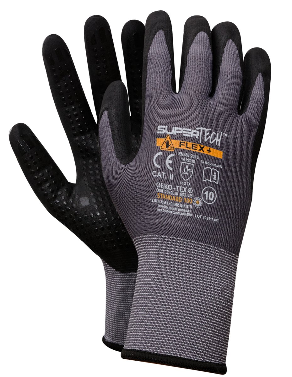 Super Tech Flex+ Rękawice Robocze Powlekane Pianką Nitrylową 10 - Xl