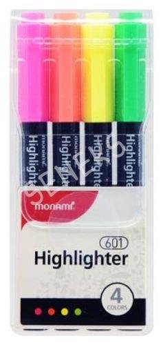 Highlighter Monami Cienki zakreślacz 601 zestaw 4 kolorów MONAMI 20600675700 20600675700