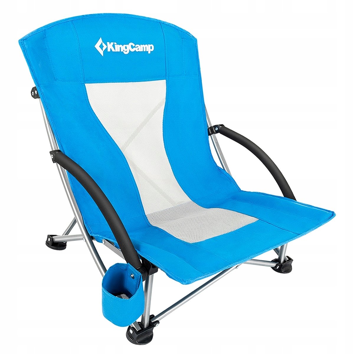 KingCamp Krzesło kempingowe , z niskimi nogami i oddychającym oparciem z siatki, niebieski (6927194753441)