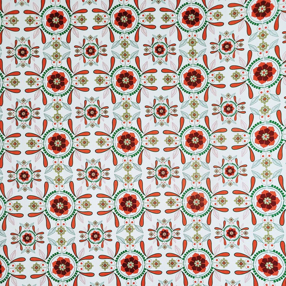 Papier Kwiaty Pomarańcz Do Prezentów 57Cmx25M 25M32