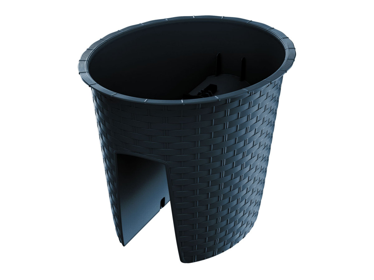 Prosperplast Donica balkonowa 29.8 x 24.2 cm na balustradę antracytowa RATOLLA OVAL