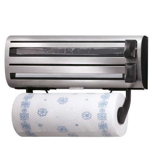 Wieszak na ręczniki papierowe Kuchenprofi Trio, folię aluminiową i folię spożywczą, stal nierdzewna, 38 x 16 x 9 cm