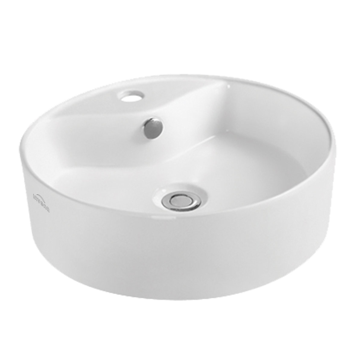 Invena Granada umywalka 47 cm nablatowa okrągła biała CE-45-001