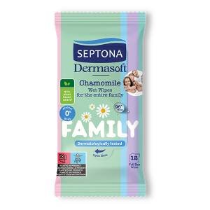 Septona Family Nawilżane chusteczki z rumiankiem Dermasoft 12 szt.