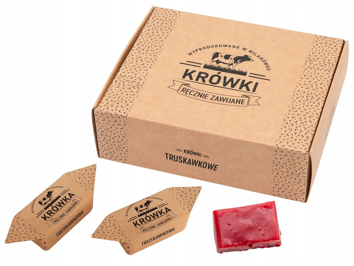 Krówki Ciągutki Truskawkowe W Pudełku 250G