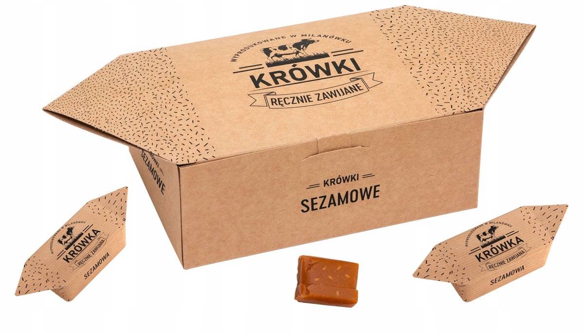 Krówki Ciągutki Sezamowe W Pudełku Krówka 300G