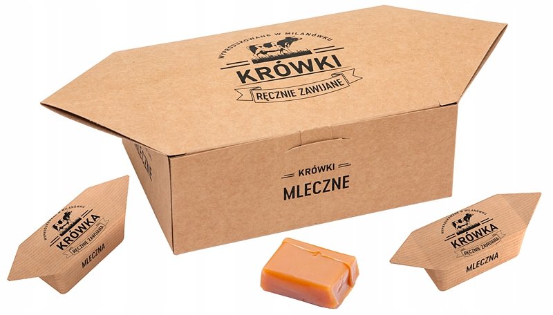 Krówki Ciągutki Mleczne W Pudełku Duża Krówka 300G