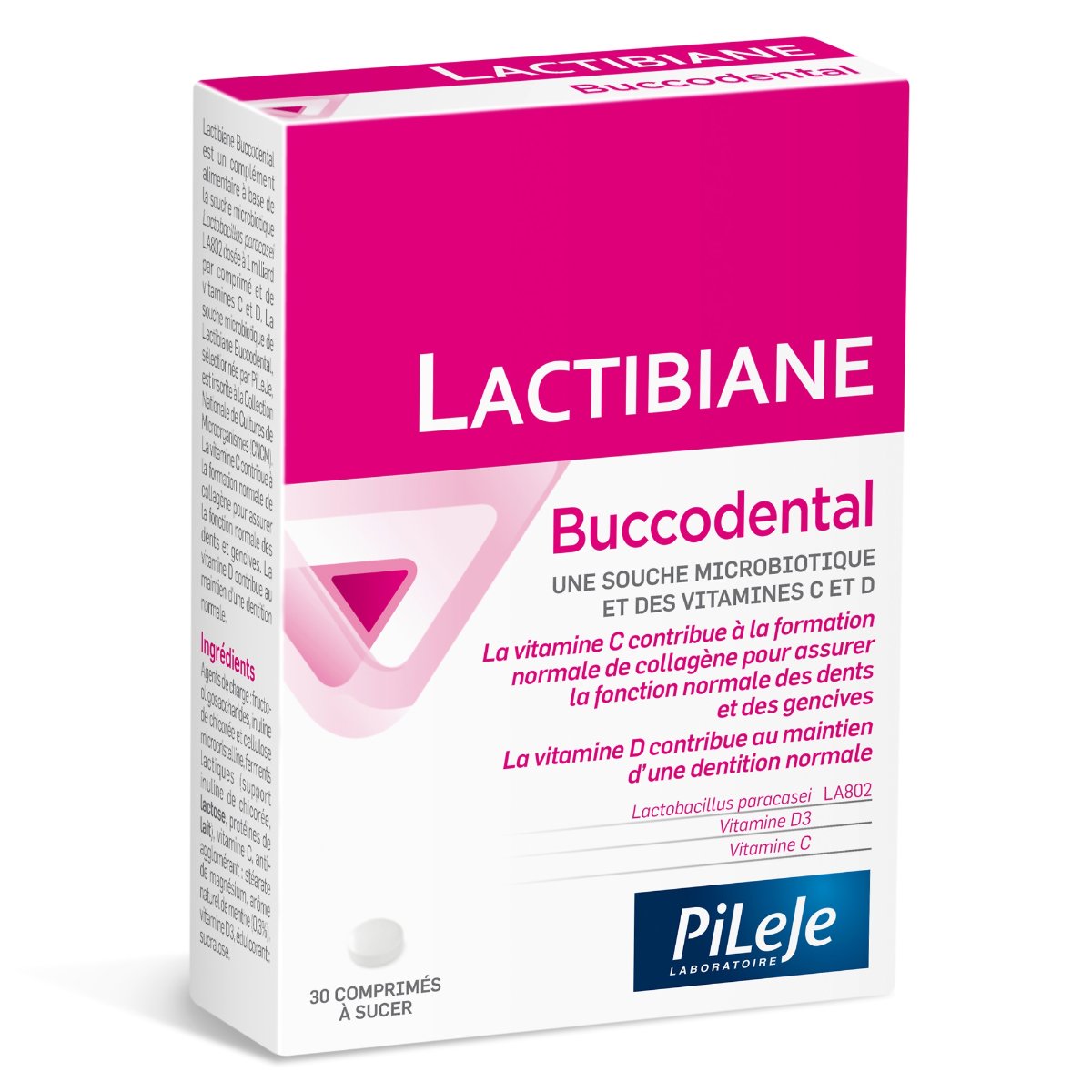 PiLeJe Lactibiane Buccodental (Probiotyk, Ochrona jamy ustnej, dziąseł i zębów) 30 Tabletek miętowych