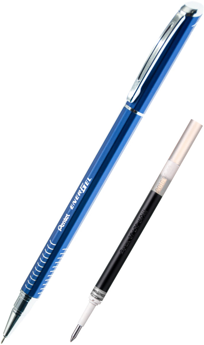 Cienkopis Kulkowy Pentel Energel Slim 0,5Mm Niebieska Obudowa  + Wkład Czarny Lr5 Komplet