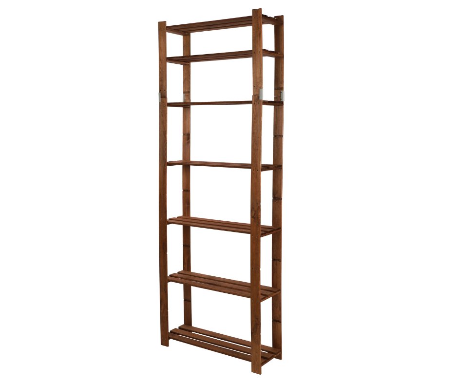 Regał Na Książki Drewniany B28R 220X80X28 7 Półek Brązowy Olejowany Drewno Sosnowe Brązowy B28R_220X080X28_R0F1 / Wamar-Sosenka