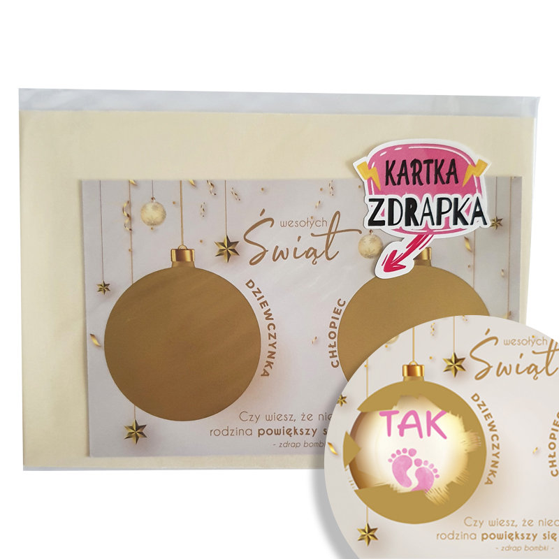 Będziemy Mieć Dziewczynkę- Kartka Zdrapka Boże Narodzenie, Baby Shower