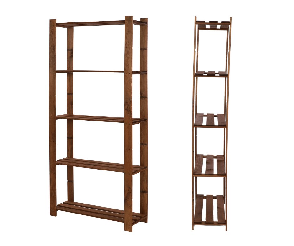 Regał Na Książki Drewniany B18R 170X80X28 5 Półek Brązowy Olejowany Drewno Sosnowe Brązowy B18R_170X080X28_R0F1 / Wamar-Sosenka