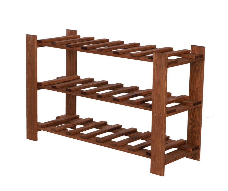 Regał Na Butelki Drewniany B22R 50X80X28 3 Półki Brązowy Olejowany Drewno Sosnowe Brązowy B22R_050X080X28_R0F1 / Wamar-Sosenka