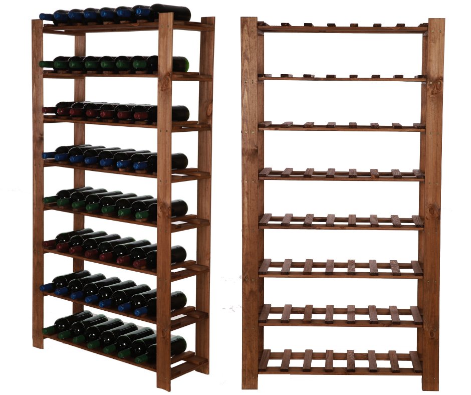 Regał Na Butelki Drewniany B22R 150X80X28 8 Półek Brązowy Olejowany Drewno Sosnowe Brązowy B22R_150X080X28_R0F1 / Wamar-Sosenka