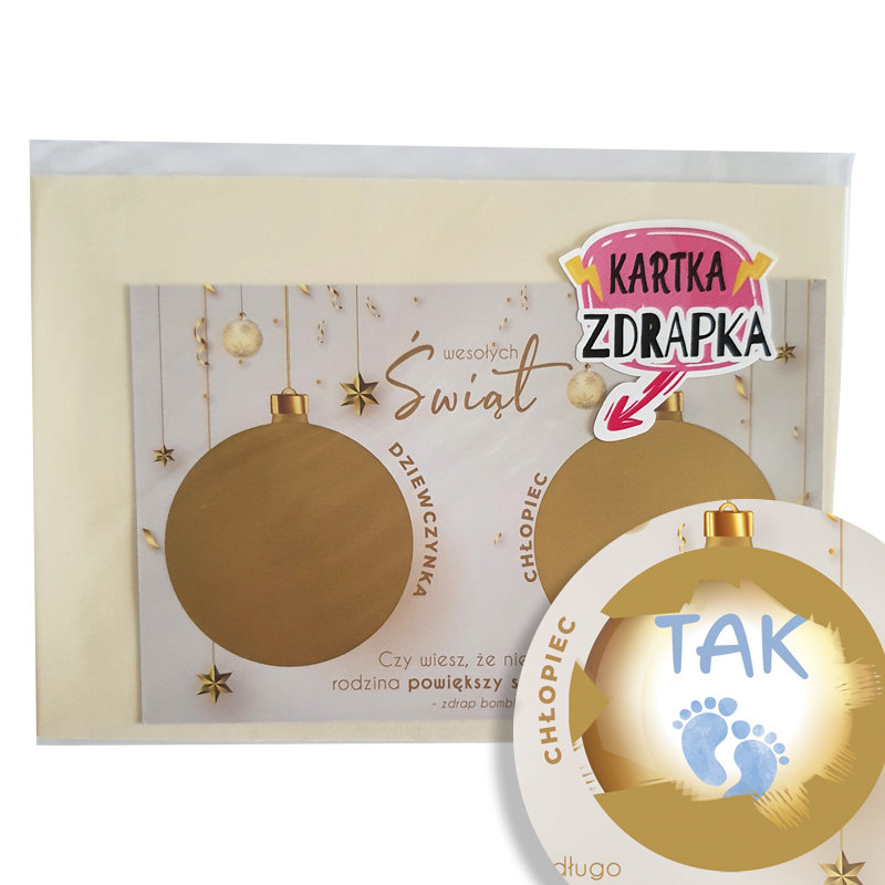 Będziemy Mieć Chłopca - Kartka Zdrapka Boże Narodzenie, Baby Shower
