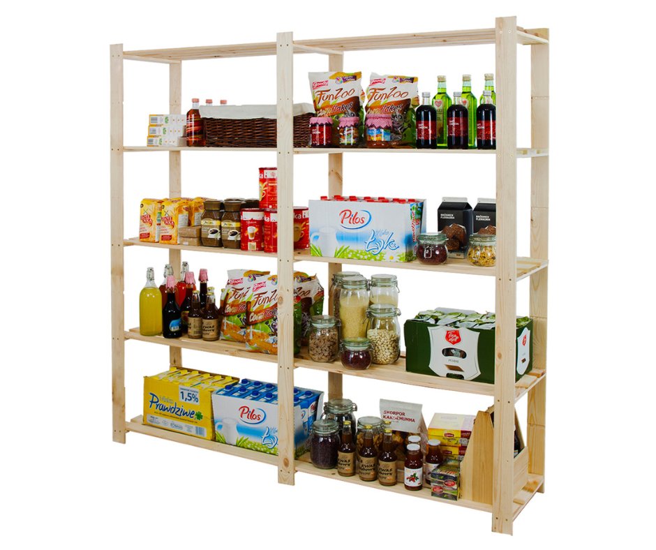 Regał Na Książki Drewniany B02R 170X170X28 5 Półek Naturalny Surowy Drewno Sosnowe Naturalny B02R_170X170X28_N0F1 / Wamar-Sosenka