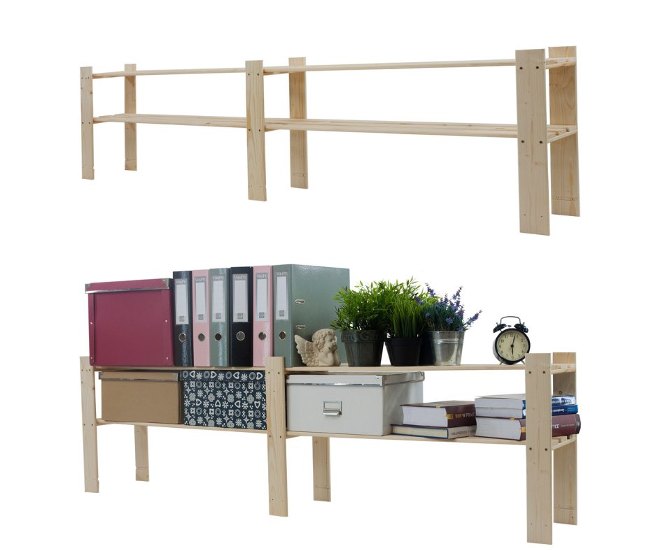 Regał Na Książki Drewniany B04R 50X170X28 2 Półki Naturalny Surowy Drewno Sosnowe Naturalny B04R_050X170X28_N0F1 / Wamar-Sosenka