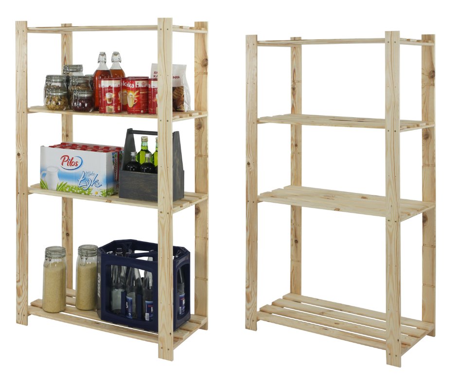 Regał Na Książki Drewniany B23R 150X80X38 4 Półki Naturalny Surowy Drewno Sosnowe Naturalny B23R_150X080X38_N0F1 / Wamar-Sosenka
