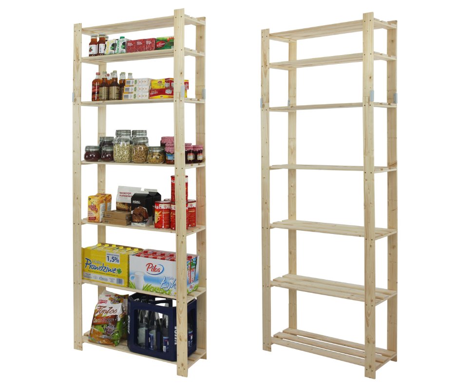 Regał Na Książki Drewniany B28R 220X80X28 7 Półek Naturalny Surowy Drewno Sosnowe Naturalny B28R_220X080X28_N0F1 / Wamar-Sosenka
