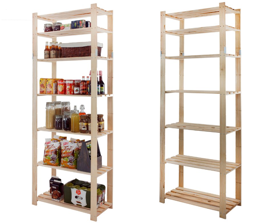 Regał Na Książki Drewniany B30R 220X80X38 7 Półek Naturalny Surowy Drewno Sosnowe Naturalny B30R_220X080X38_N0F1 / Wamar-Sosenka