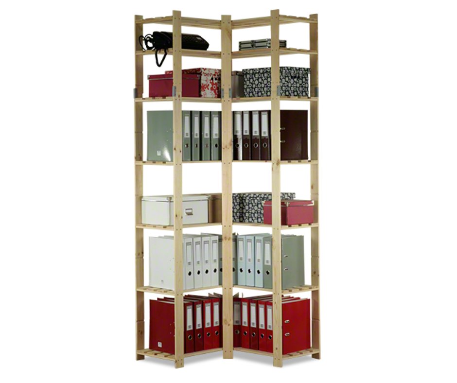 Regał Na Książki Narożny B33R 220X85X38 7 Półek Naturalny Surowy Drewno Sosnowe Naturalny B33R_220X085X38_N0F1 / Wamar-Sosenka