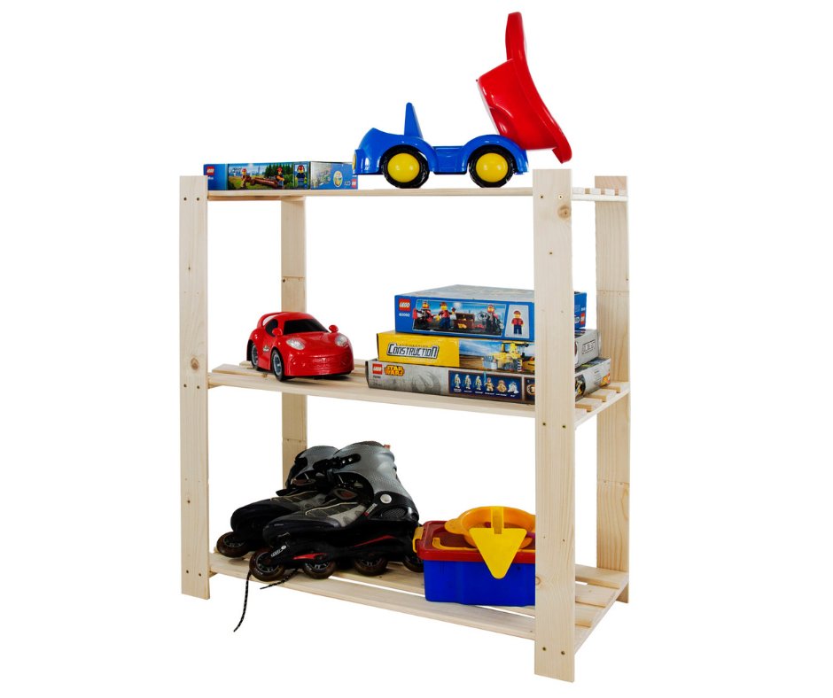 Regał Na Książki Drewniany B21R 90X80X38 3 Półki Naturalny Surowy Drewno Sosnowe Naturalny B21R_090X080X38_N0F1 / Wamar-Sosenka