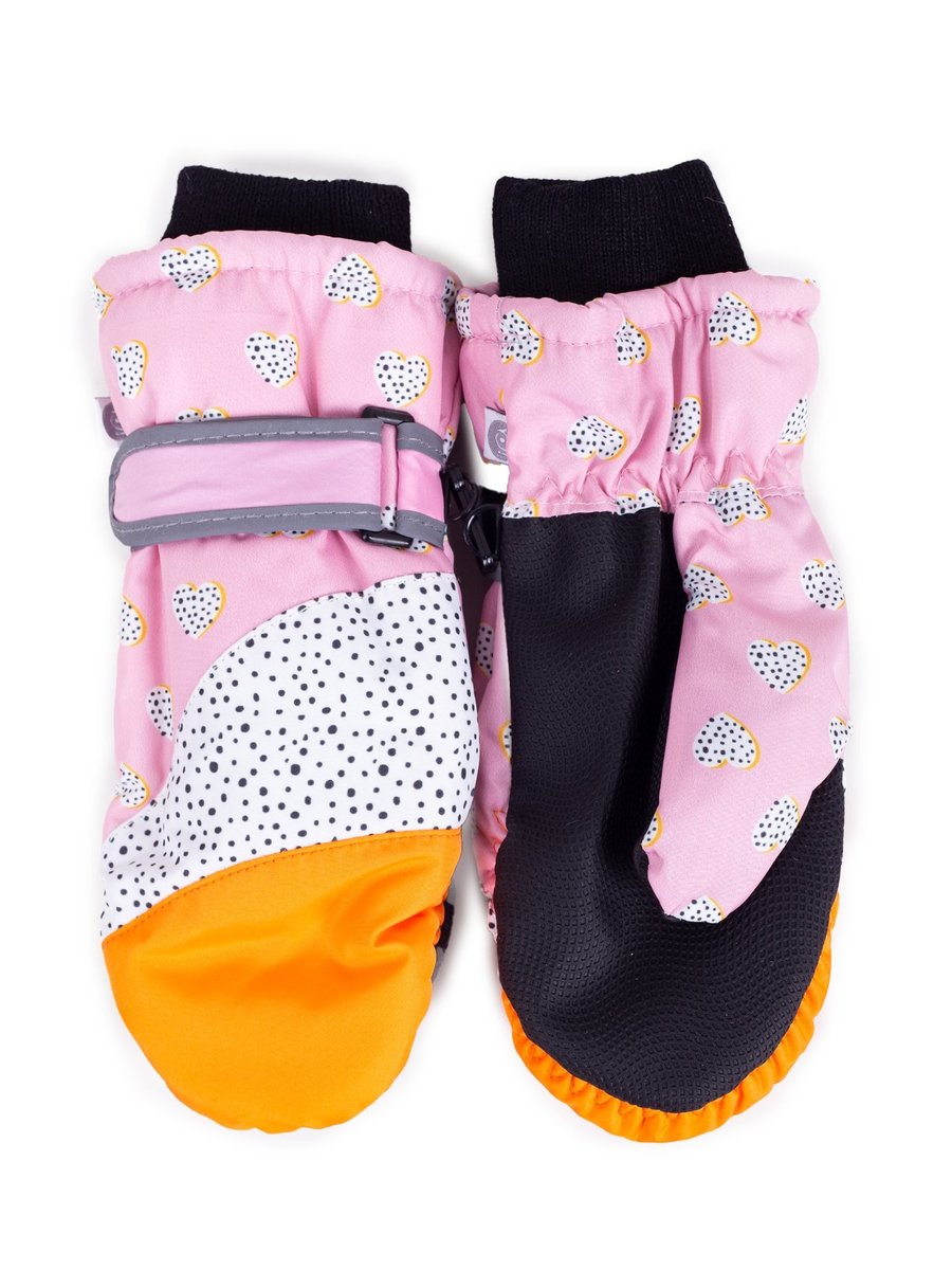 Rękawiczki Narciarskie Dziewczęce Jednopalczaste Serduszka 16 Cm