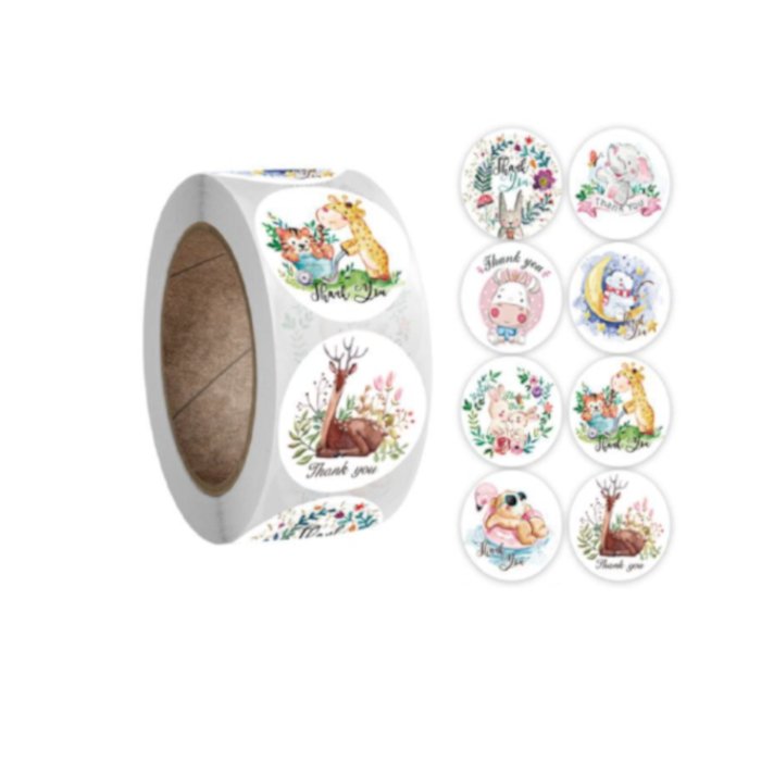 Naklejki Ozdobne Okrągłe Zwierzątka Mix11 100 Szt.