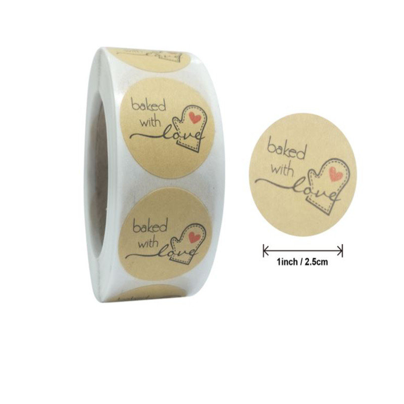 Naklejki Ozdobne Okrągłe Baked With Love 20 Szt.