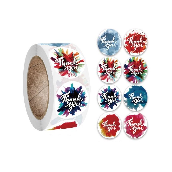 Naklejki Ozdobne Okrągłe Thank You Mix 500 Szt.