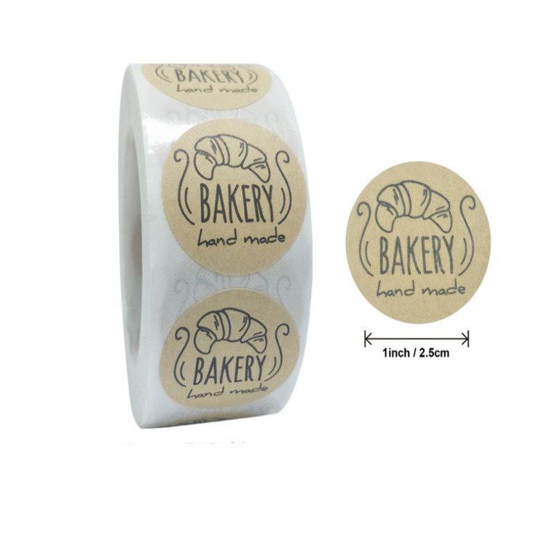 Naklejki Ozdobne Okrągłe Bakery Hand Made 20 Szt.