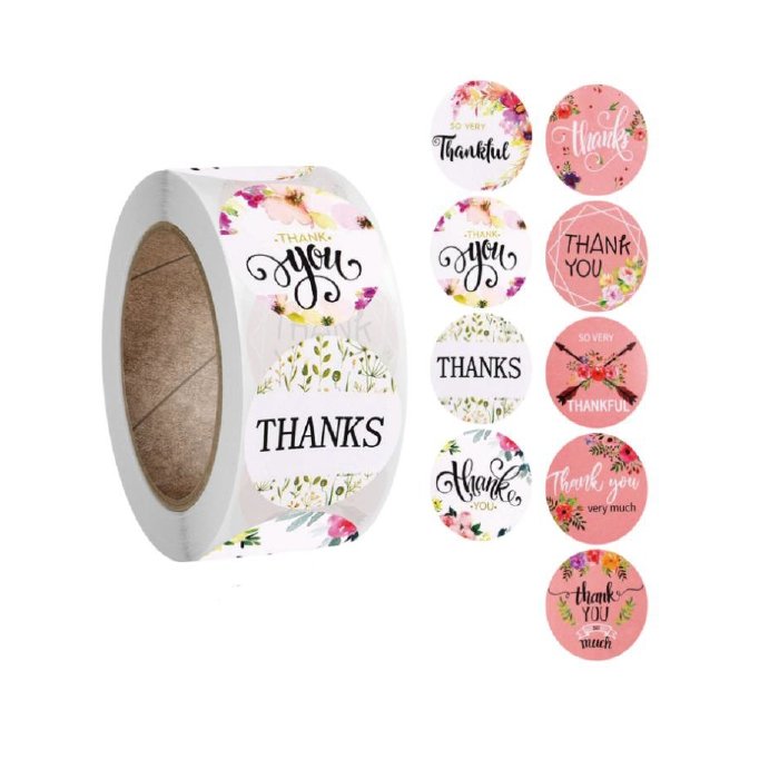 Naklejki Ozdobne Okrągłe Thank You Mix 100 Szt.