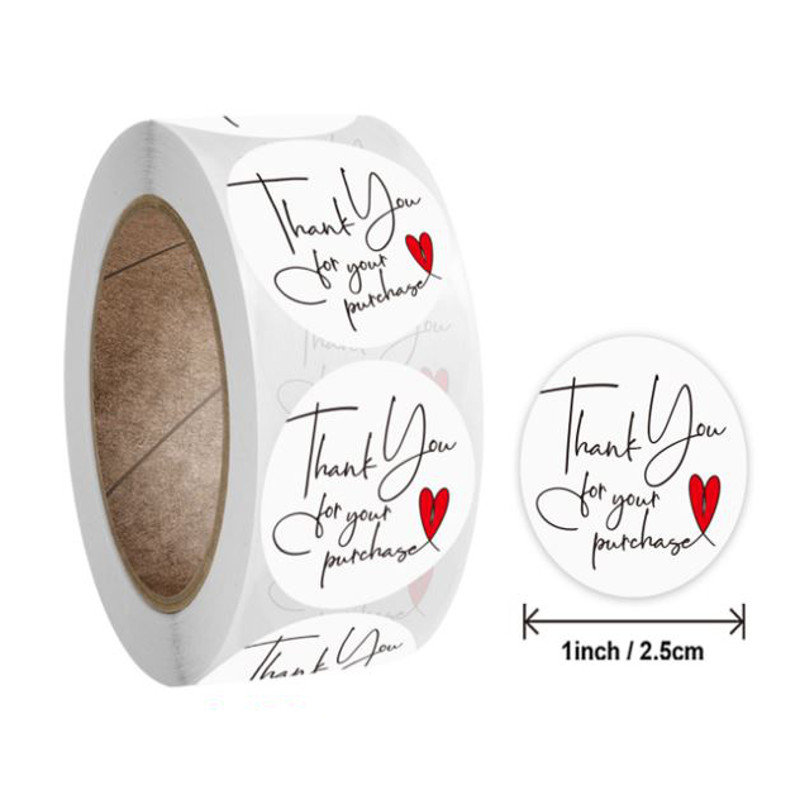 Naklejki Ozdobne Okrągłe Thank You 100 Szt.