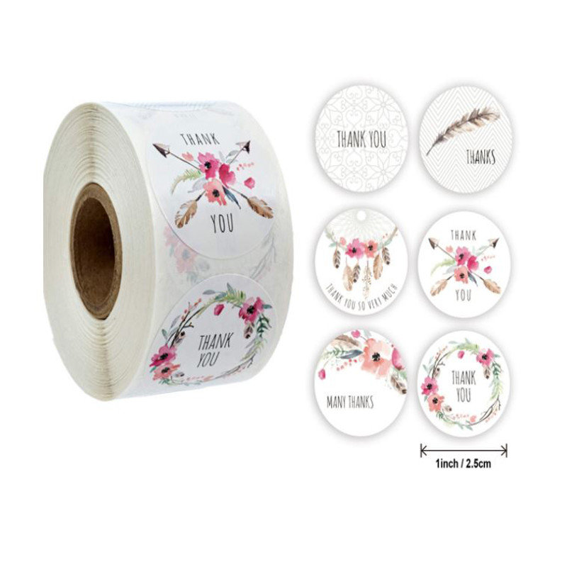 Naklejki Ozdobne Okrągłe Thank You Mix 20 Szt.