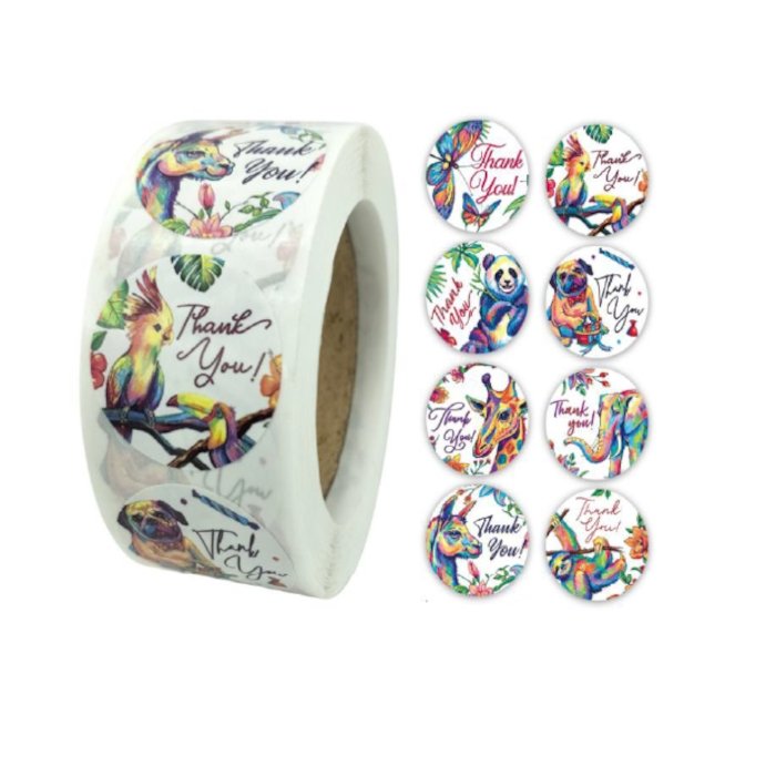 Naklejki Ozdobne Okrągłe Thank You Mix 20 Szt.
