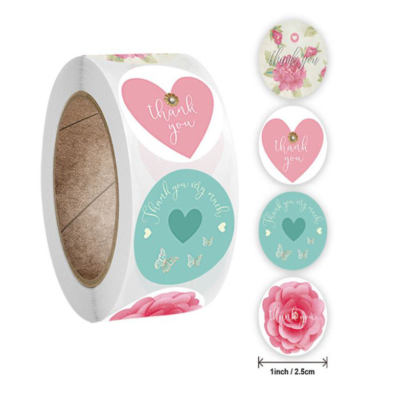 Naklejki Ozdobne Okrągłe Thank You Mix 100 Szt.