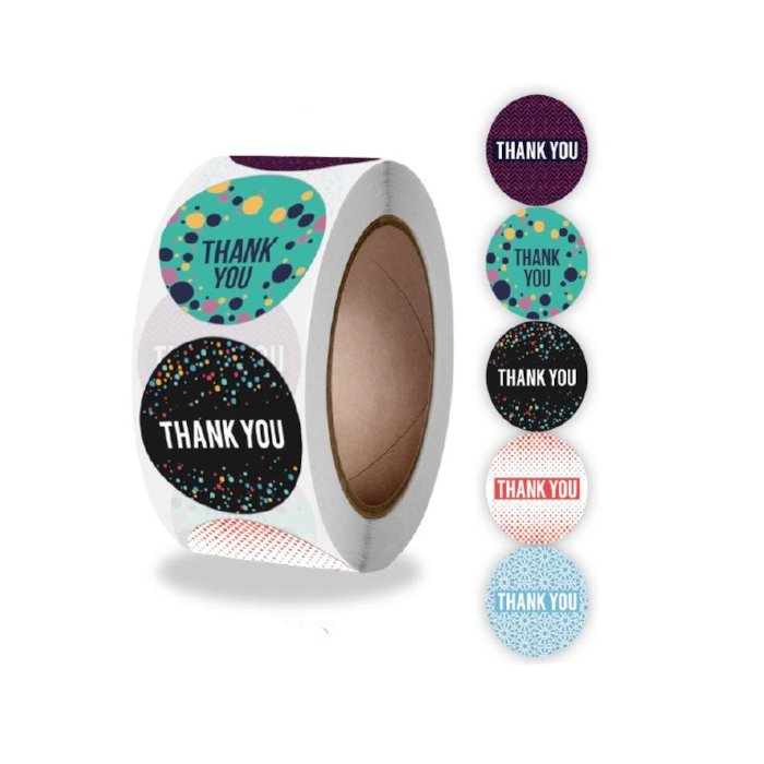 Naklejki Ozdobne Okrągłe Thank You Mix 500 Szt.
