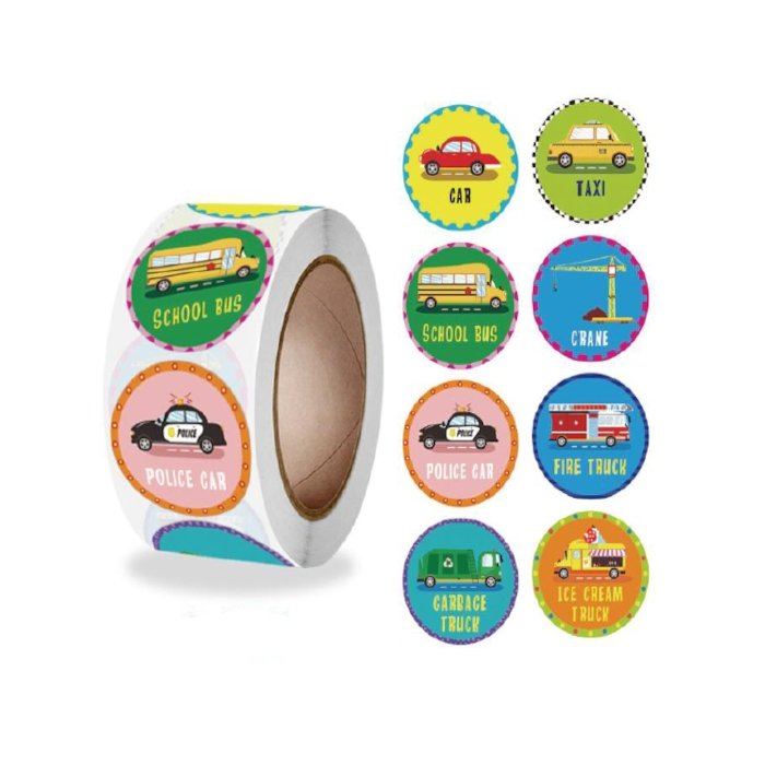 Naklejki Ozdobne Okrągłe Pojazdy Mix 20 Szt.