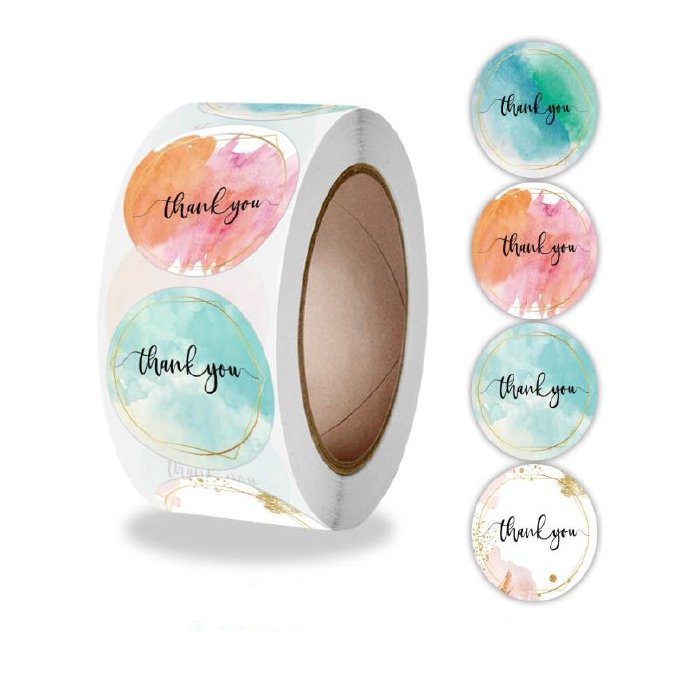 Naklejki Ozdobne Okrągłe Thank You Mix 20 Szt.