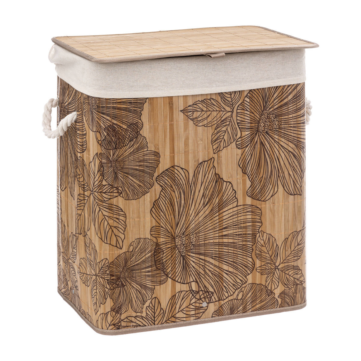 5five Simply Smart Kosz na pranie BAMBOO z motywem kwiatów, 60 l