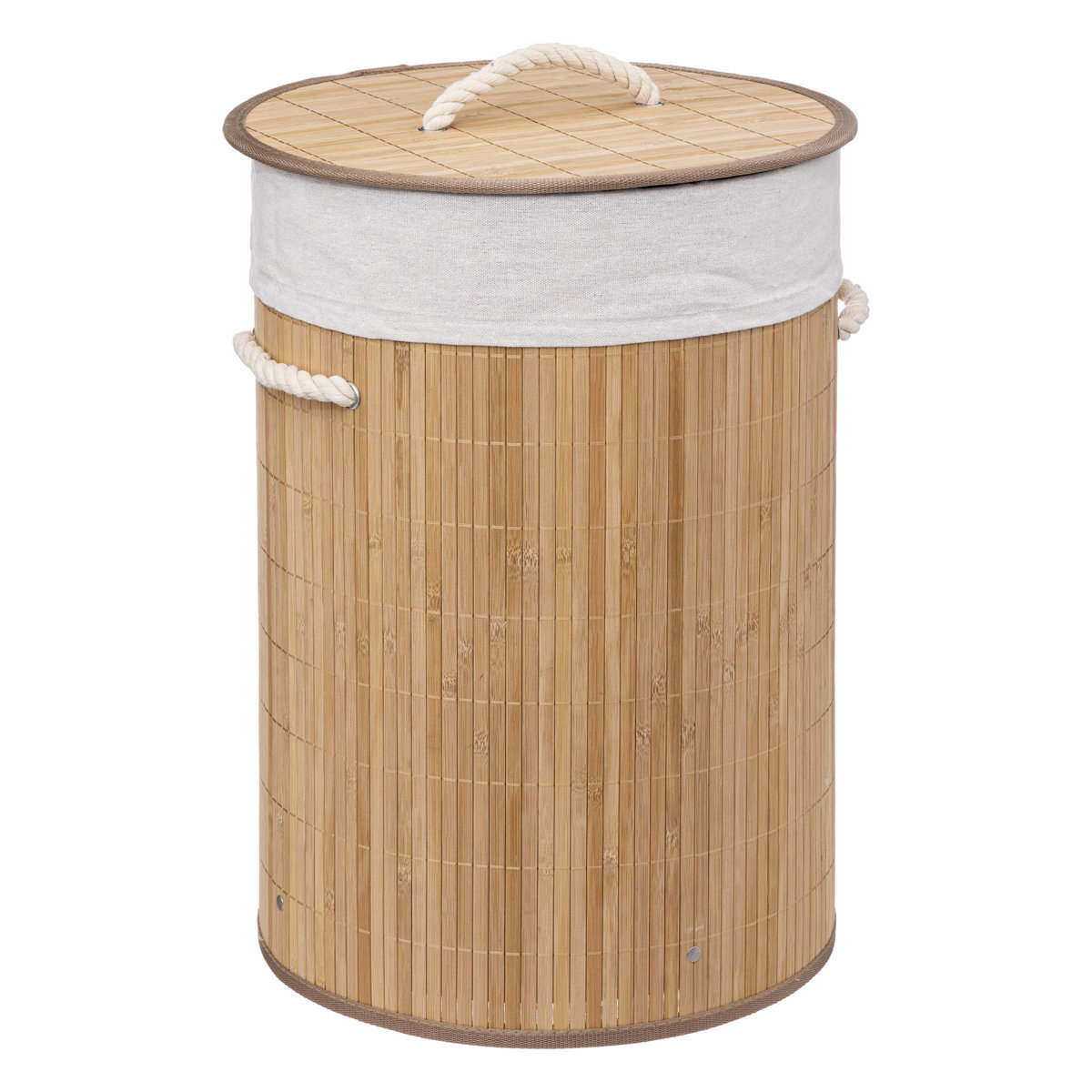 5five Simply Smart Kosz na pranie BAMBOO, okrągły z pokrywką, 48 l