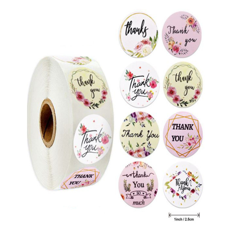 Naklejki Ozdobne Okrągłe Thank You Mix 100 Szt.