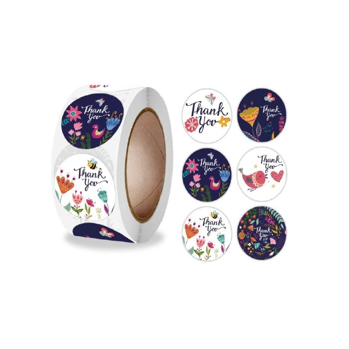 Naklejki Ozdobne Okrągłe Thank You Mix 500 Szt.