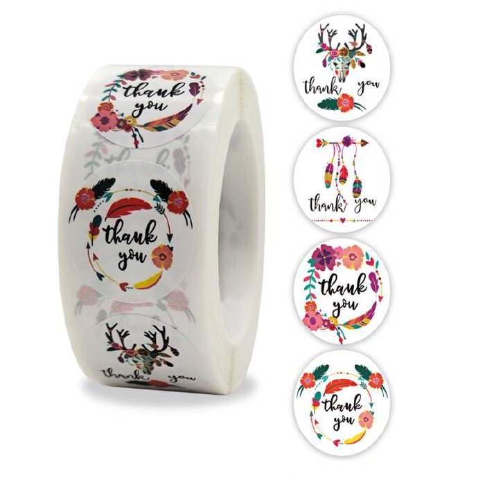 Naklejki Ozdobne Okrągłe Thank You Mix 100 Szt.