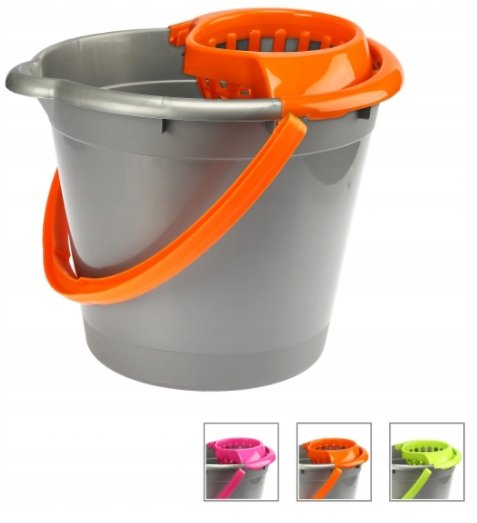 Wiadro Do Mopa Z Wyciskaczem Dark Neon 12 L Szare