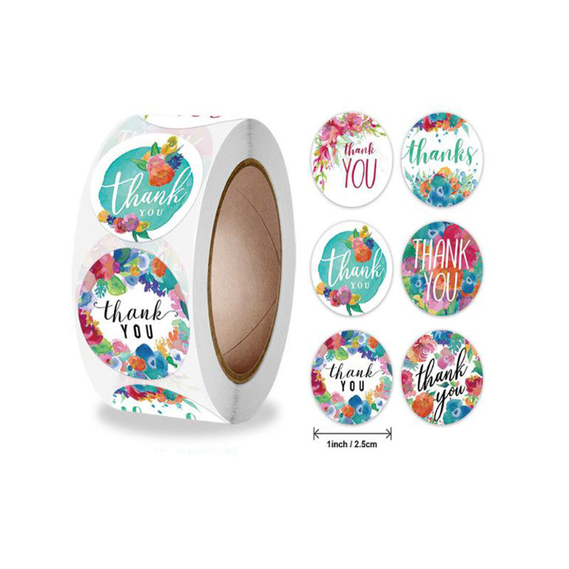 Naklejki Ozdobne Okrągłe Thank You Mix 20 Szt.
