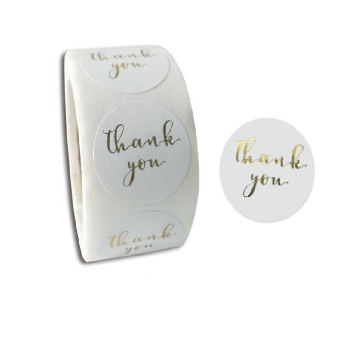 Naklejki Ozdobne Okrągłe Thank You 500 Szt.